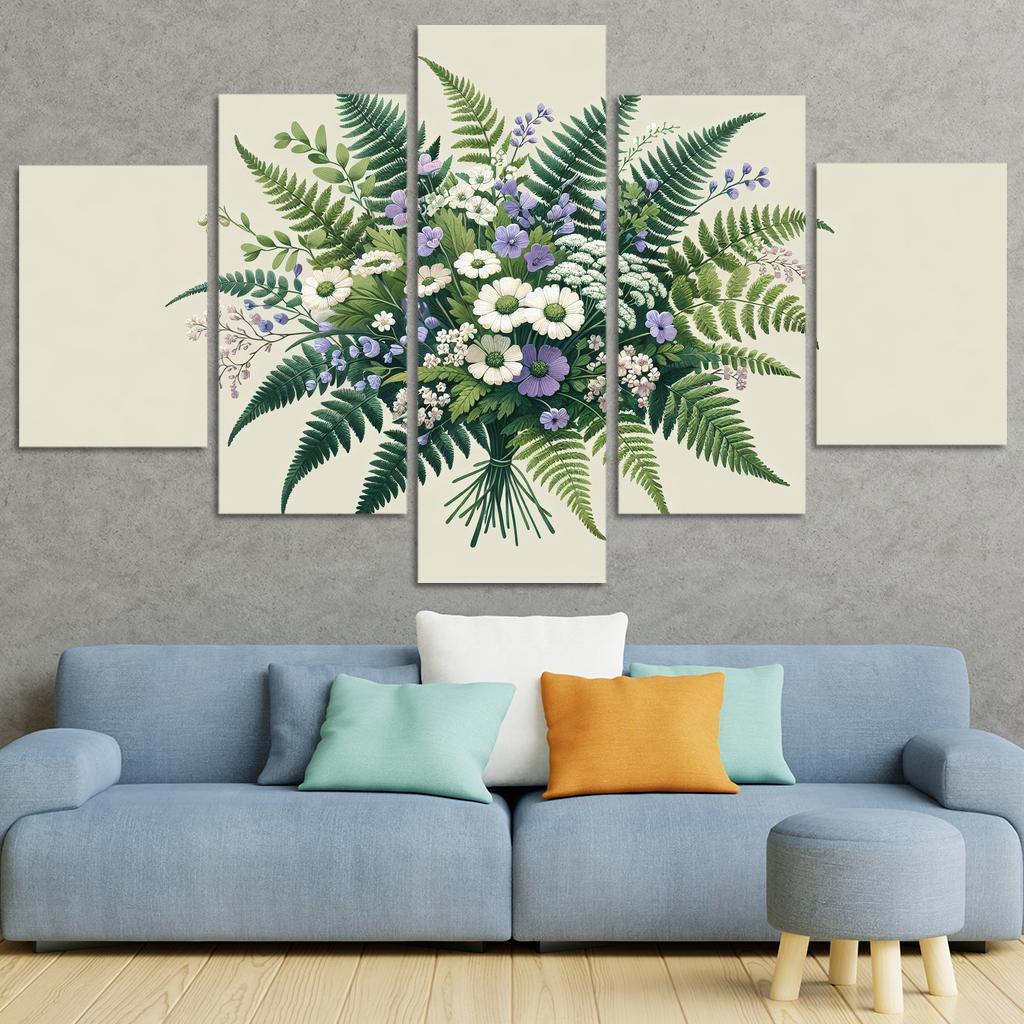 Enchanted Forest Blooms A Woodland Bouquet 5 Piece HD Canvas Wall Art-Original Frame