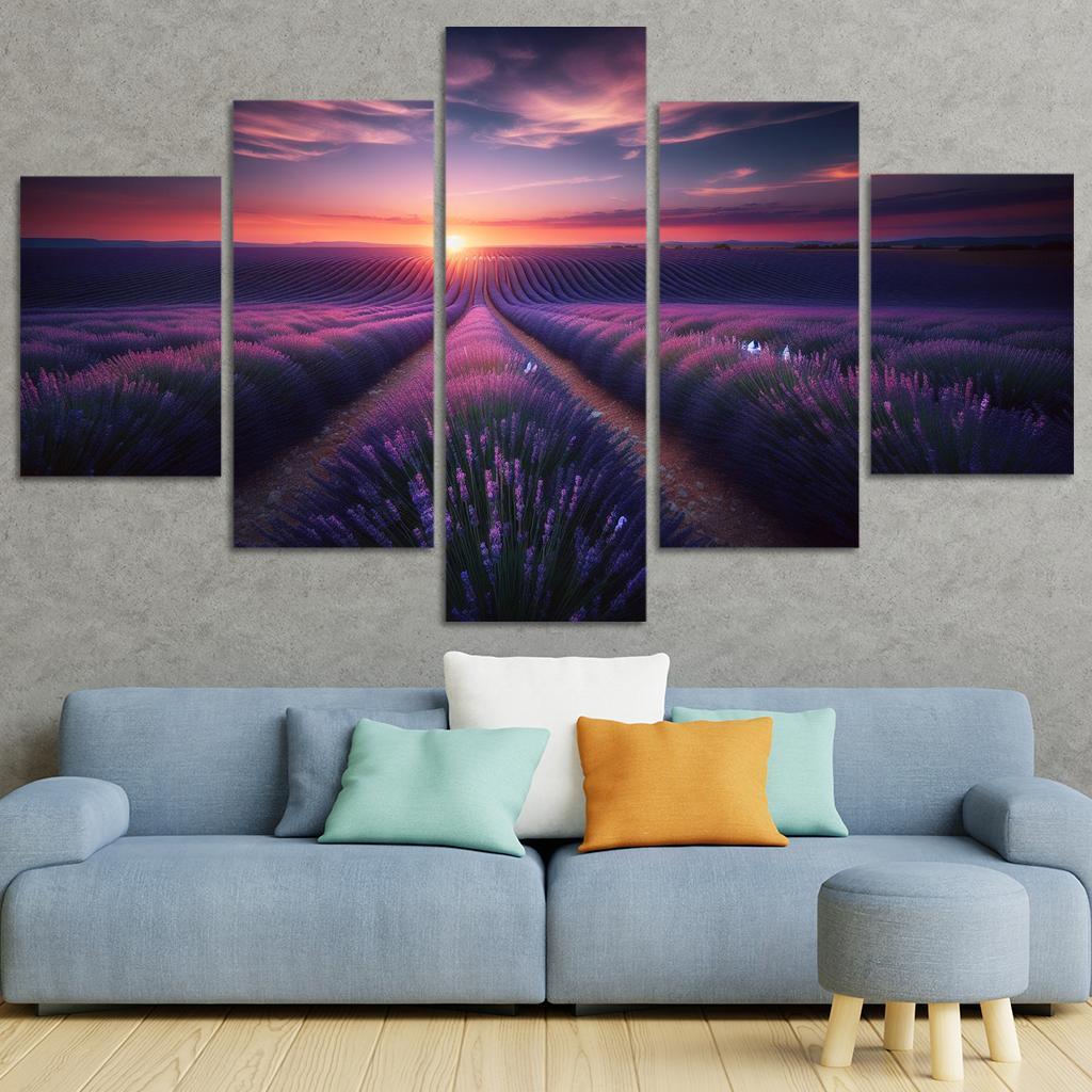 The Dazzling Twilight Over Lavender Fields Custom Paintings Frame