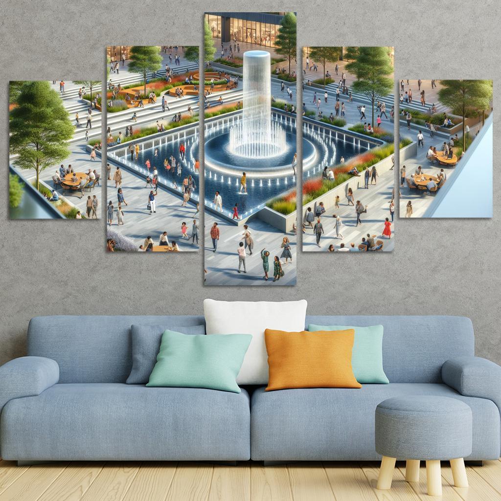 Dynamic Urban Water Features Custom Paintings Frame