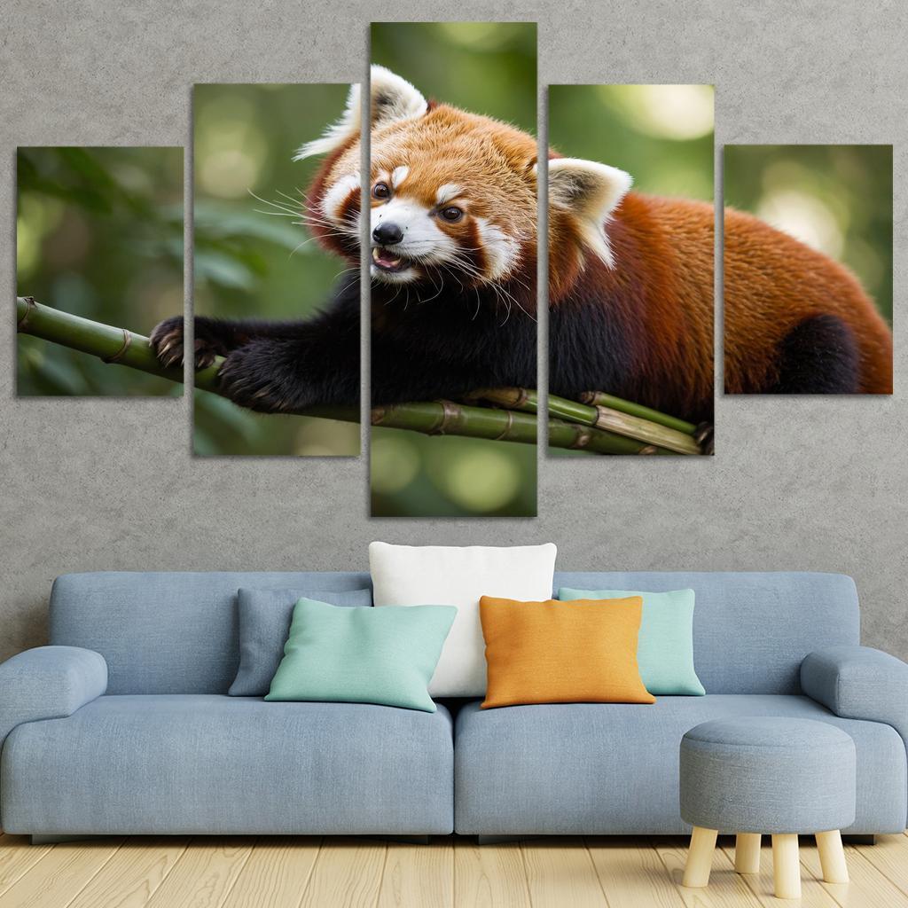 The Enigmatic Red Panda In The Bamboo Forest Framed Paintings