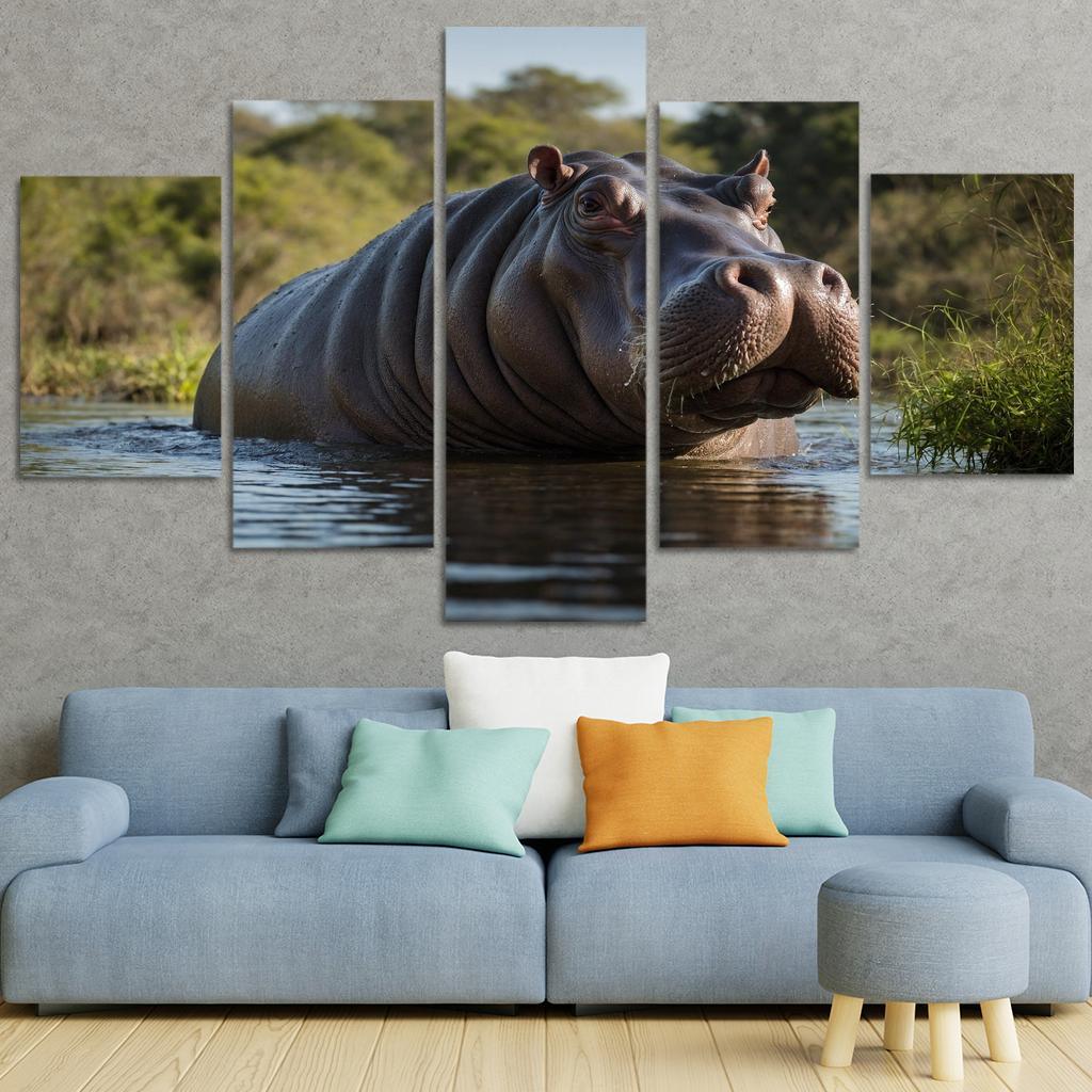 The Imposing Hippo The River Giant Custom Paintings Frame