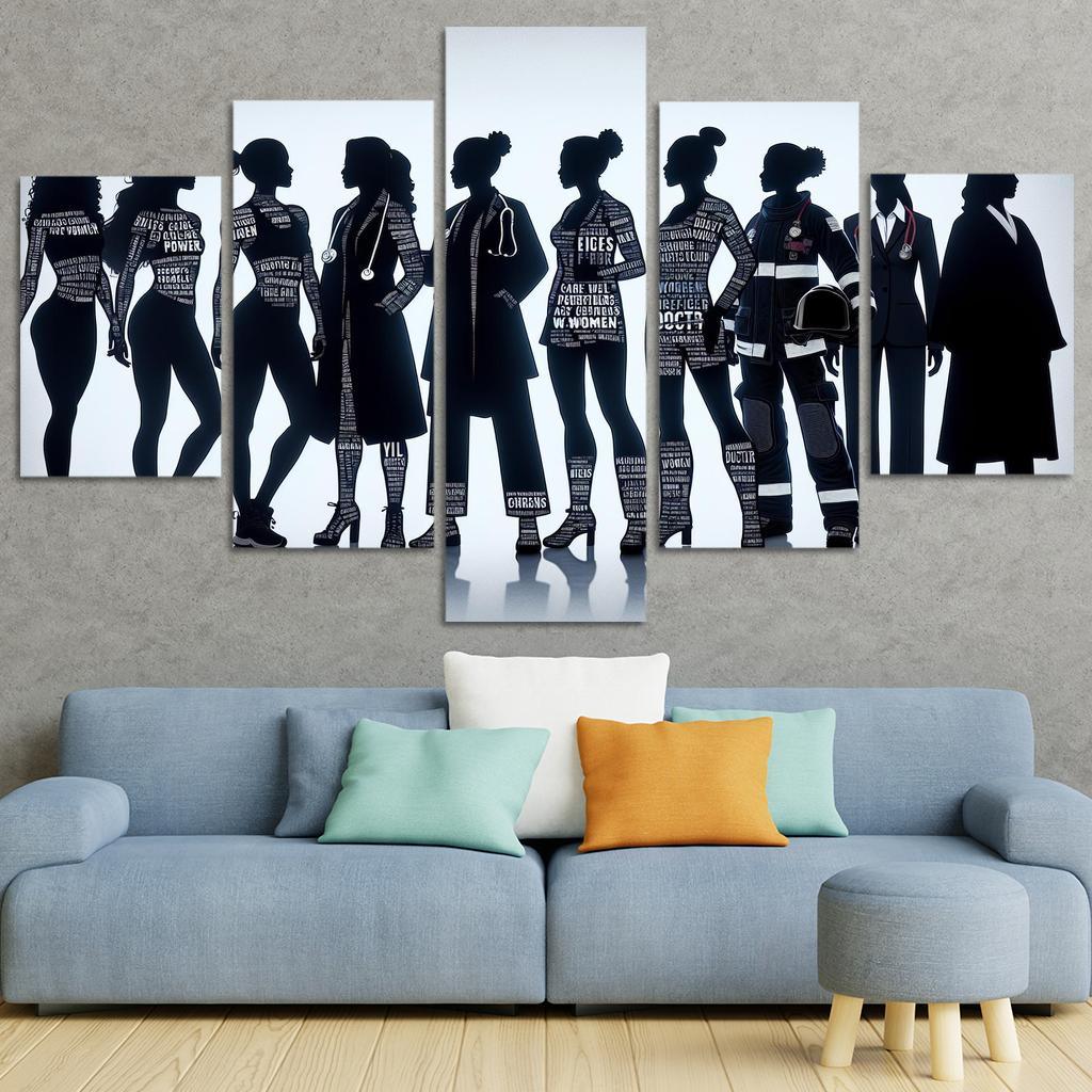 Voices of Change Empowering Women through Art 5 Piece HD Canvas Wall Art-Original Frame