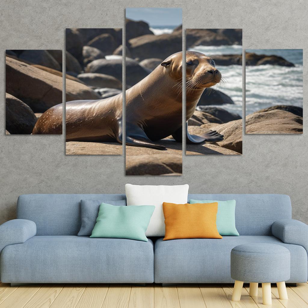 The Playful Sea Lion Acrobats Of The Ocean Canvas Paintings Frame