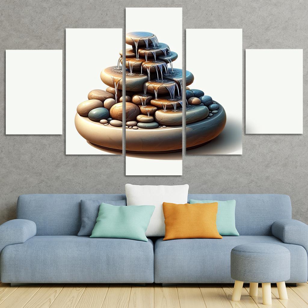Cascading Waterfall Table Fountain 5 Piece HD Canvas Wall Art-Original Frame