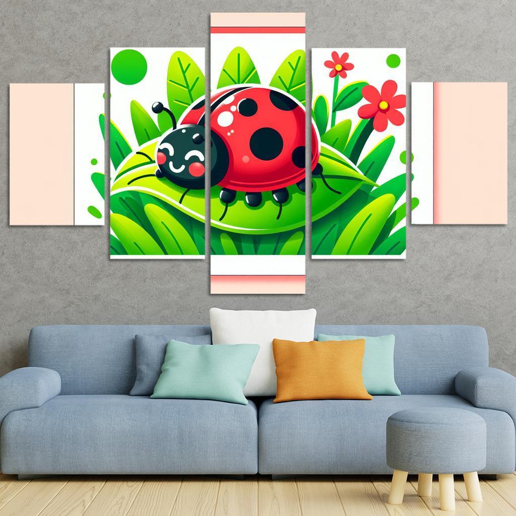 Lively Ladybug Modern Paintings Frame