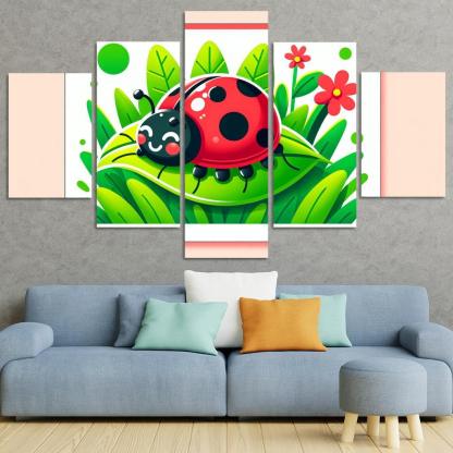 Lively Ladybug Modern Paintings Frame