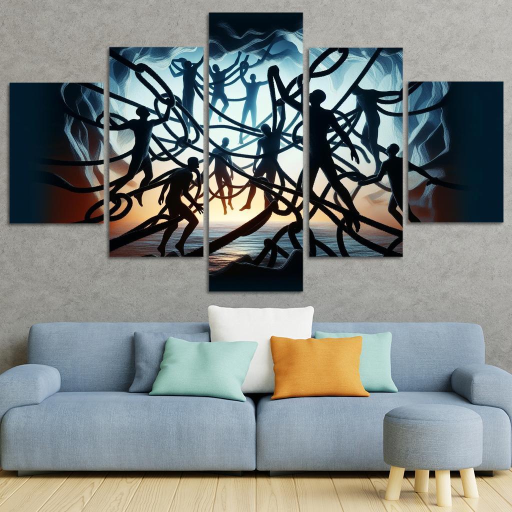 Invisible Threads Art on Human Trafficking Awareness 5 Piece HD Canvas Wall Art-Original Frame