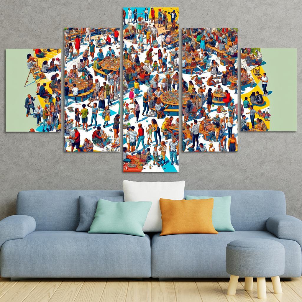 Shared Spaces Celebrating Community And Togetherness Multi-panel Paintings