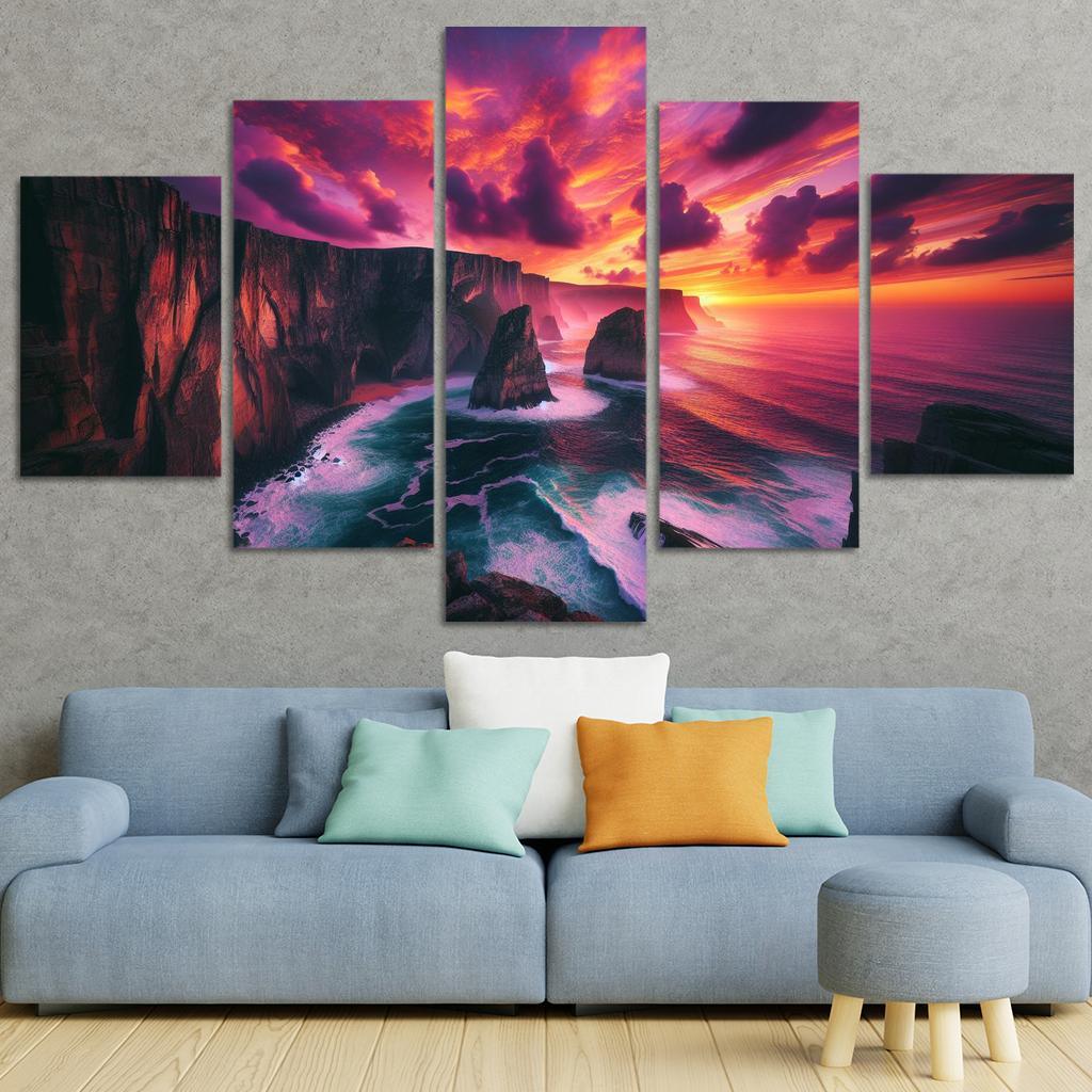 Sunset Cliffs Dramatic Coastal Views Oil Paintings Frame