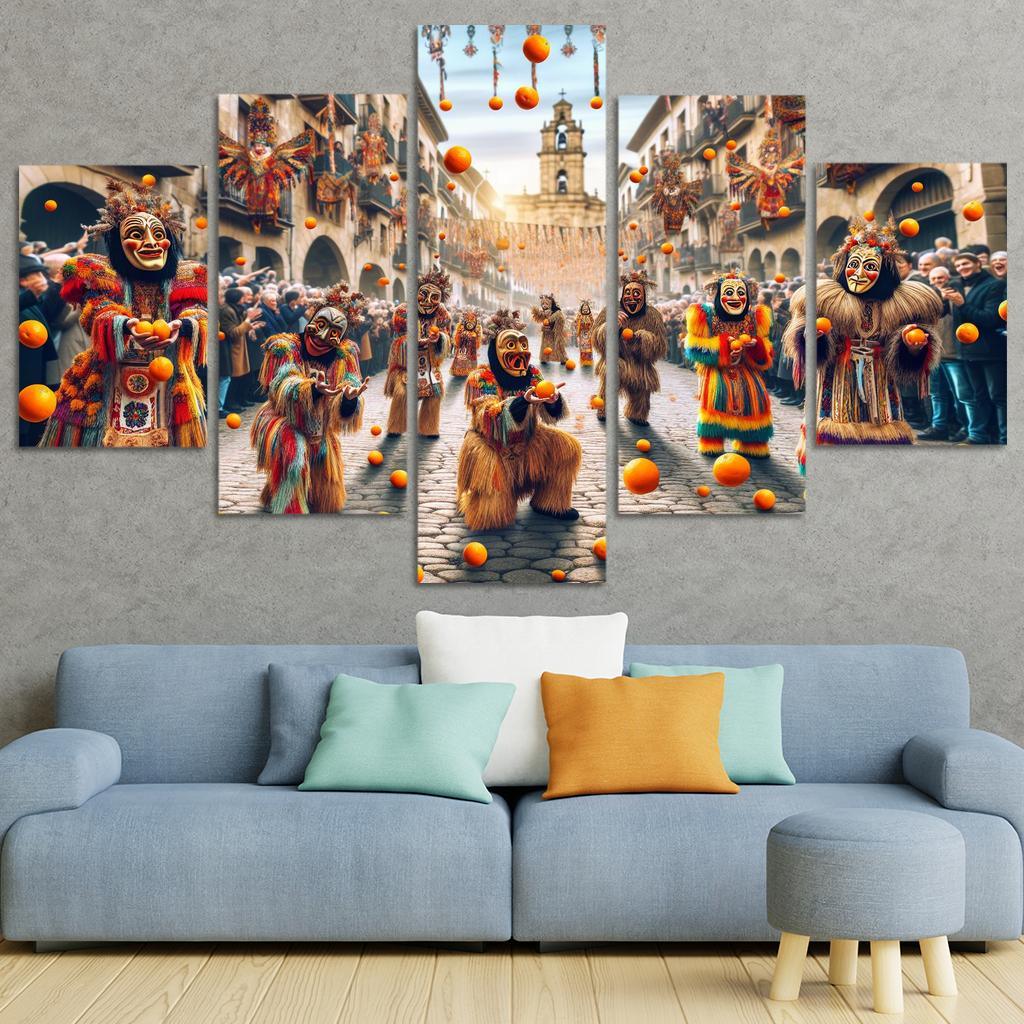 Carnival Of Binche - Belgium Modern Paintings Frame