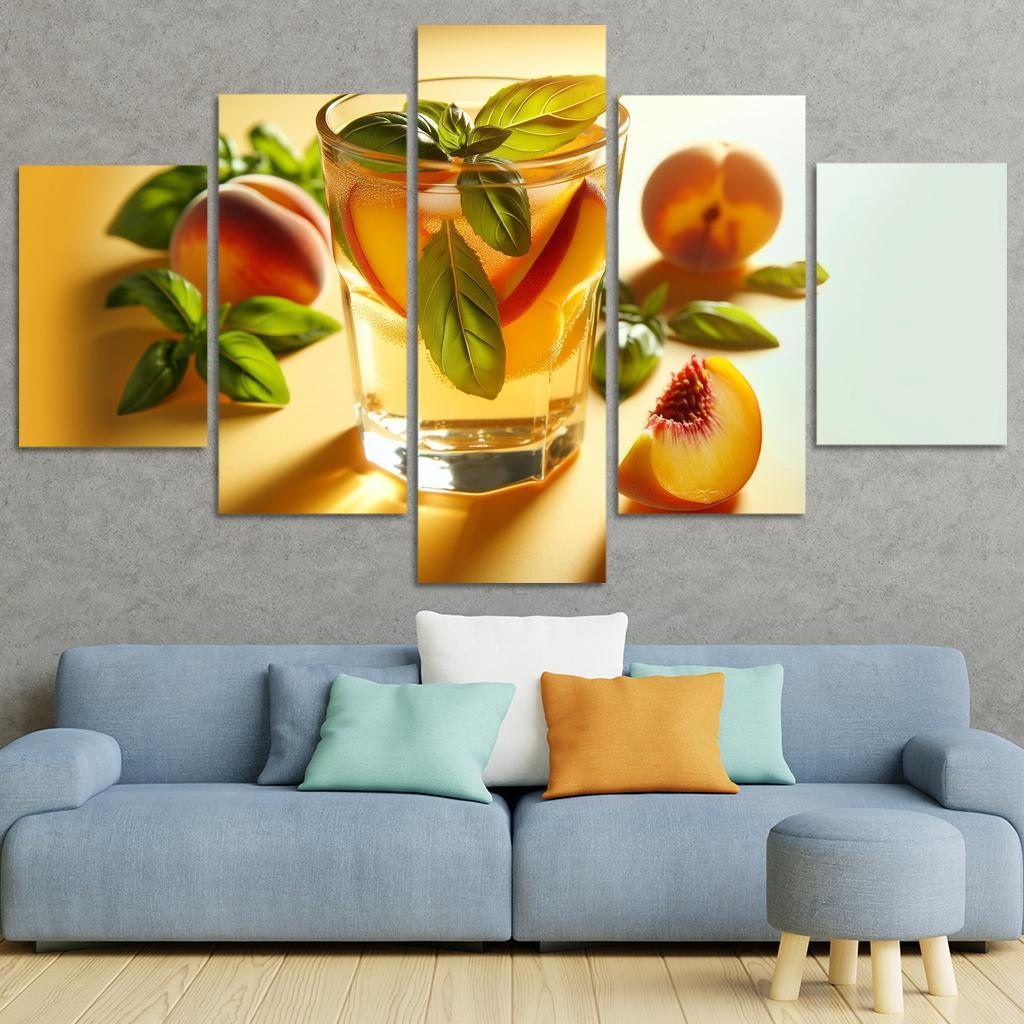 Peach Basil Infused Lemonade 5 Piece HD Canvas Wall Art-Original Frame