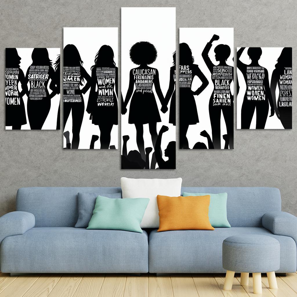 Voices of Change Empowering Women through Art 5 Piece HD Canvas Wall Art-Original Frame