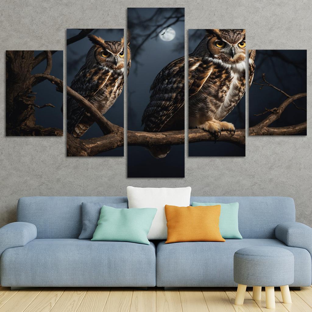 The Elegant Great Horned Owl Multi-panel Paintings