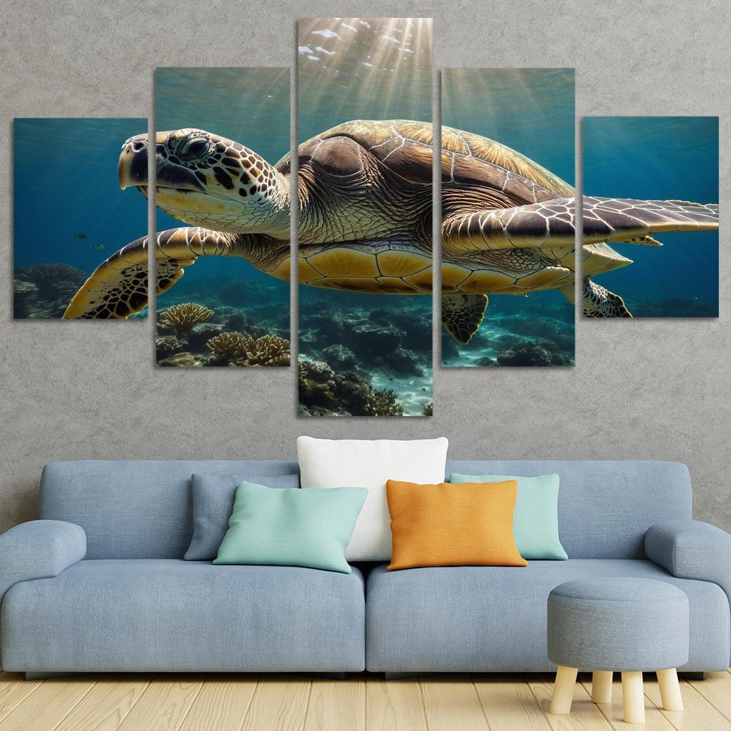 The Stunning Green Sea Turtle Multi-panel Paintings