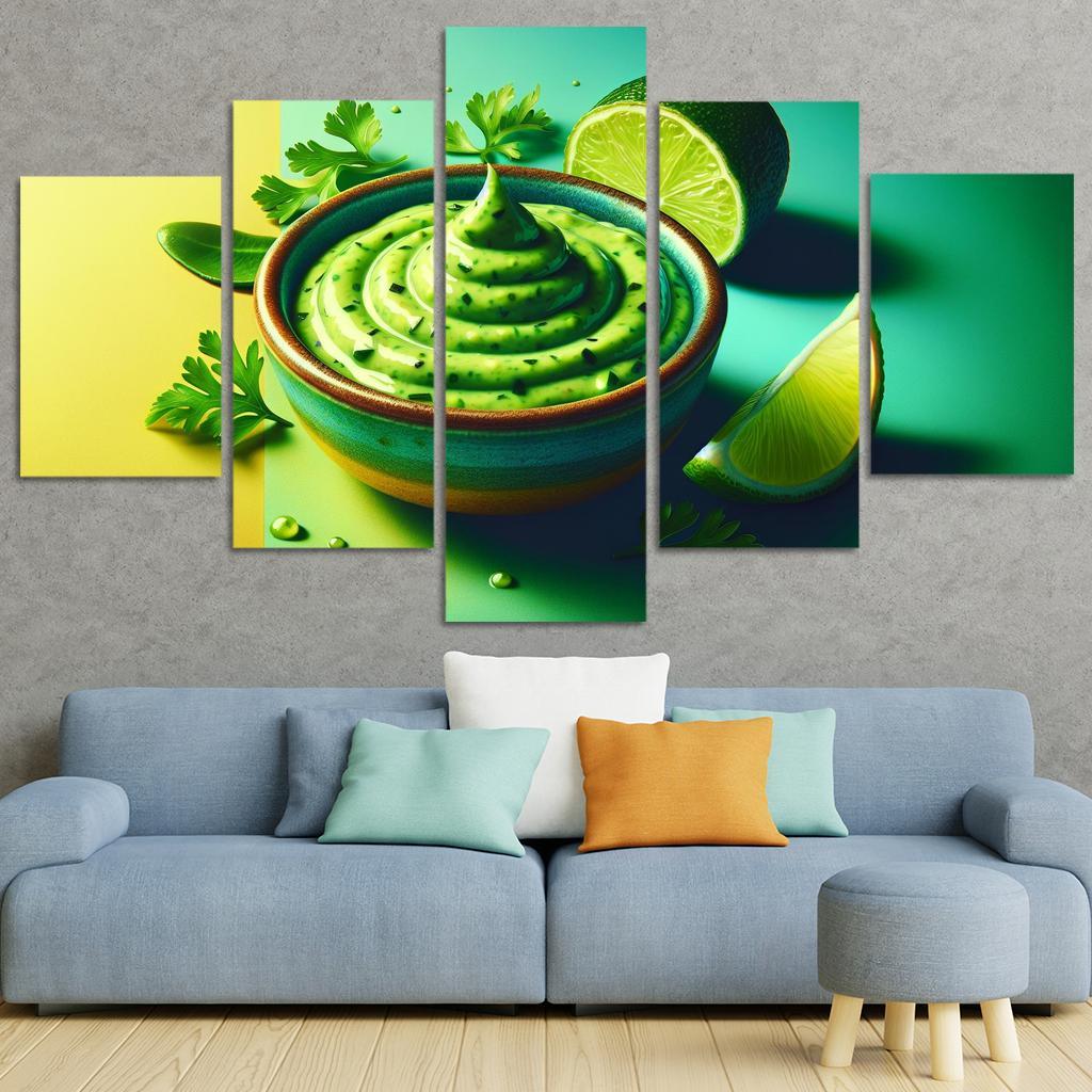 Creamy Avocado Lime Dressing 5 Piece HD Canvas Wall Art-Original Frame