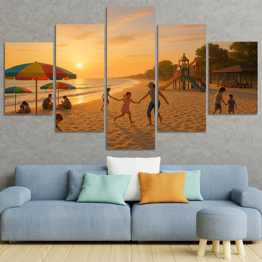 Sunrise Beach Calm And Family Friendly Custom Paintings Frame