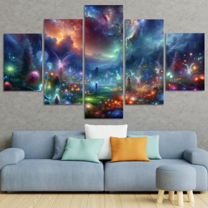 The Nebula Gardens 5 Piece HD Canvas Wall Art-Original Frame