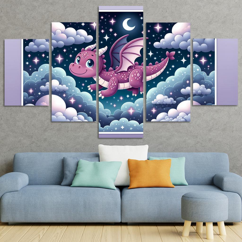 Dreamy Dragon 5 Piece HD Canvas Wall Art-Original Frame