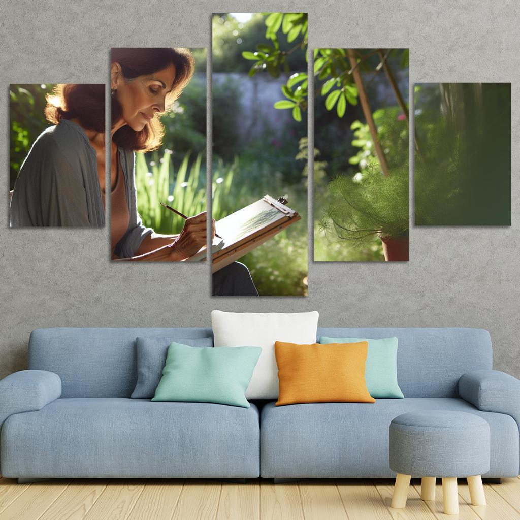 Nature Sketching Capturing the World Around You 5 Piece HD Canvas Wall Art-Original Frame