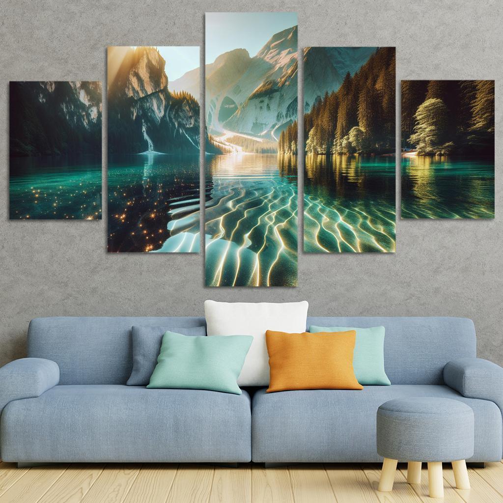 The Shimmering Surface Of Crystal Lake Custom Paintings Frame