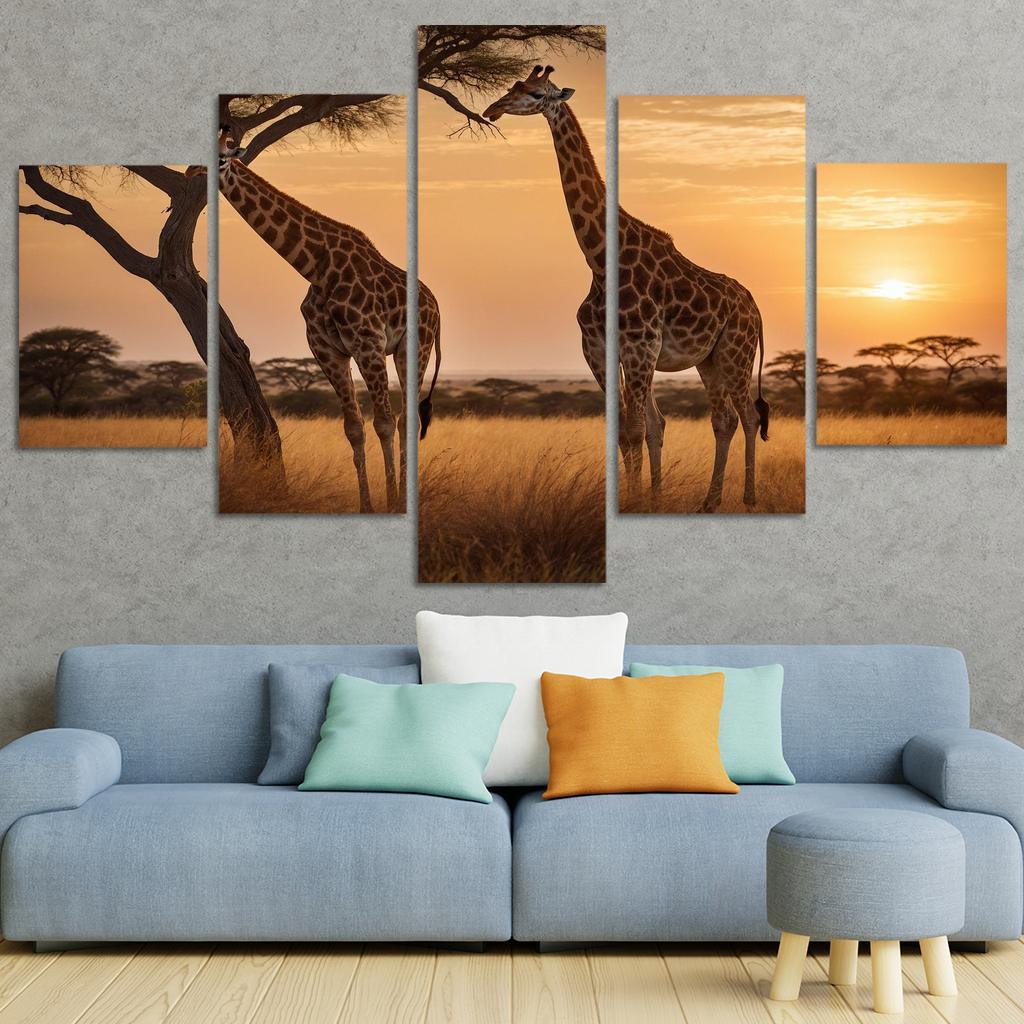 The Elegant Giraffe Towering Wonder Of The Savannah Modern Paintings Frame