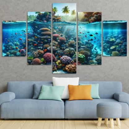 Coral Reef Escape An Underwater Wonderland Canvas Paintings Frame