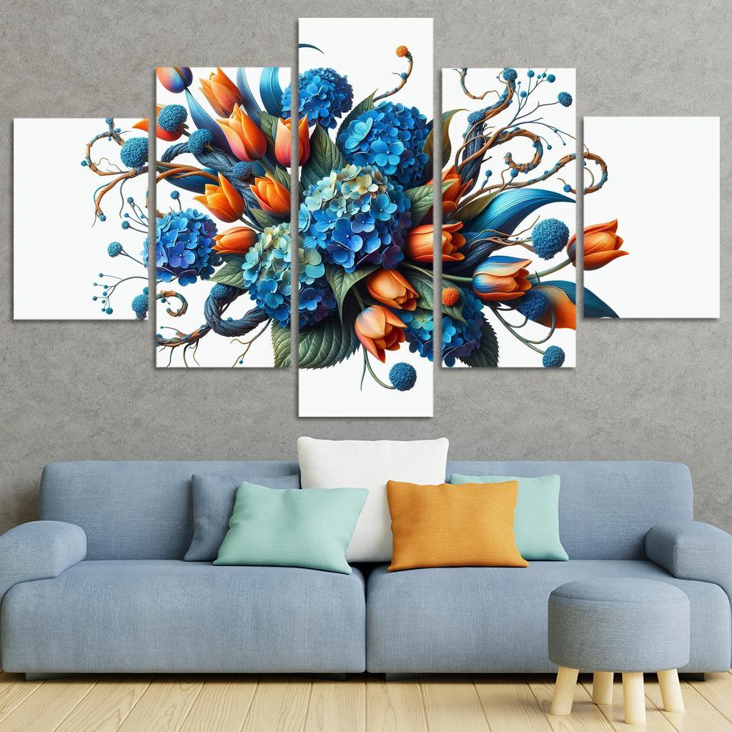 Sculpted Nature An Artistic Floral Installation 5 Piece HD Canvas Wall Art-Original Frame