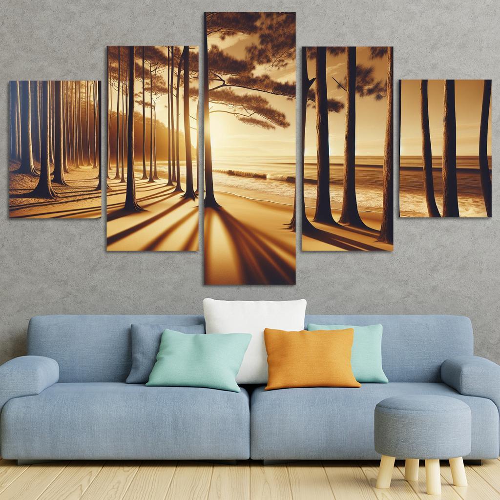 Whispering Pines Forest Meets Shore Abstract Paintings Frame