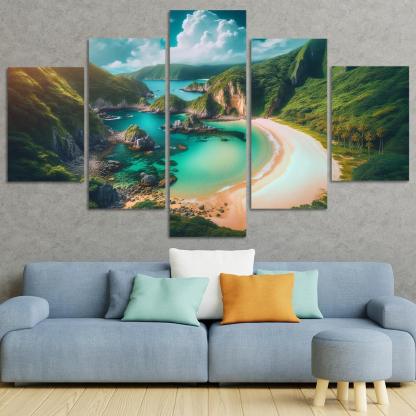 Mystic Cove Beach Modern Paintings Frame