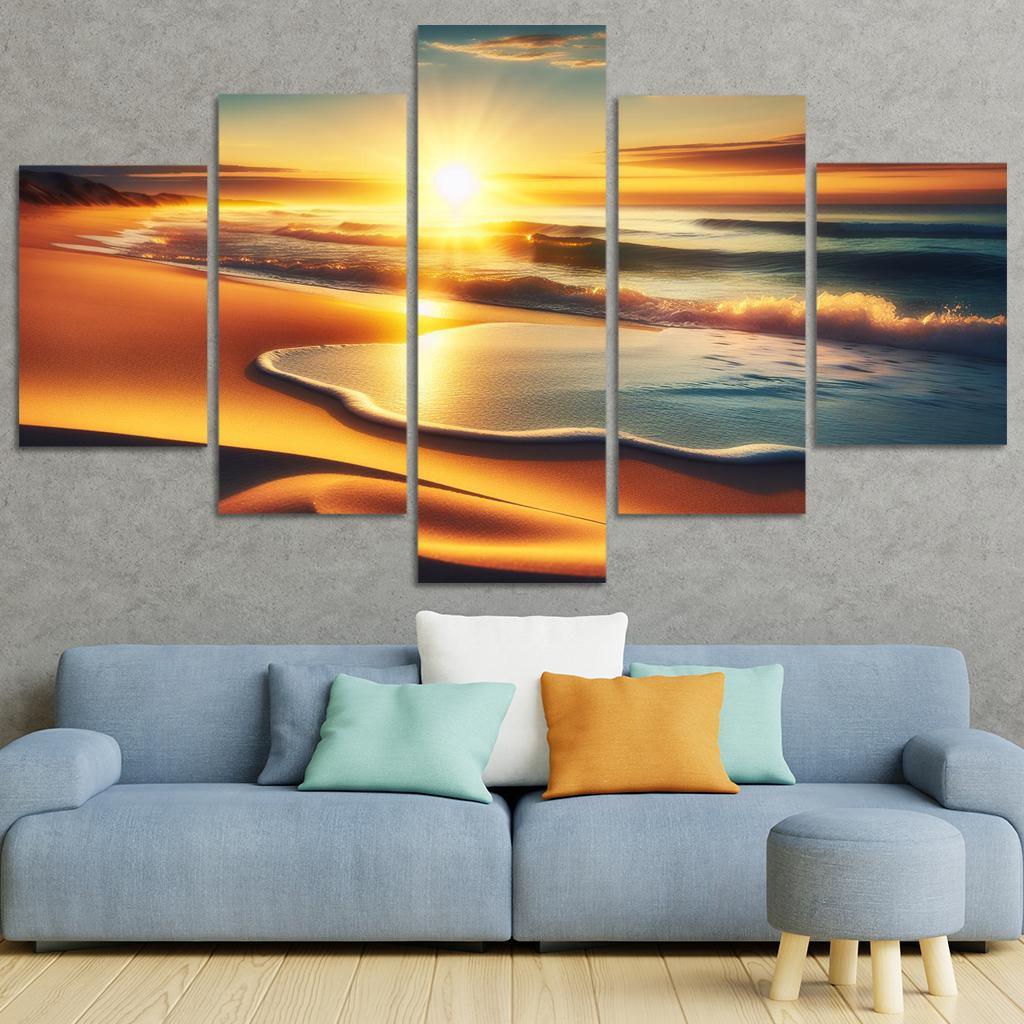 Golden Horizon Sunrise Spectacle Custom Paintings Frame