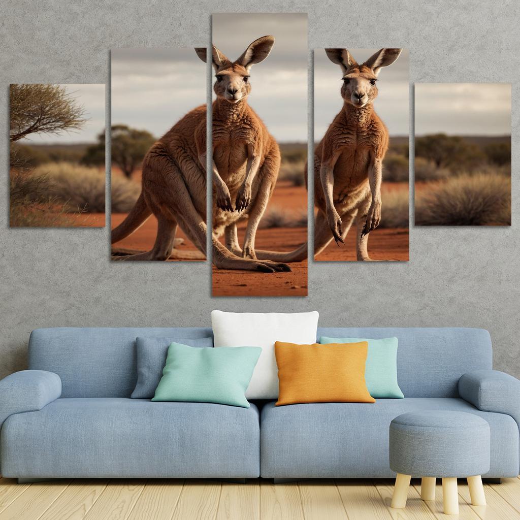 The Quirky Red Kangaroo Of The Outback Canvas Paintings Frame