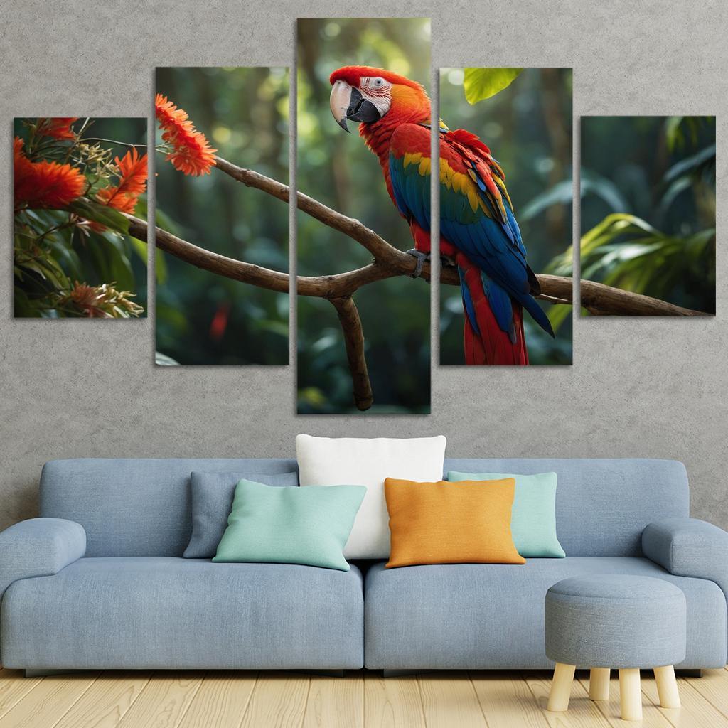 The Vibrant Scarlet Macaw Colorful Messenger Of The Rainforest Modern Paintings Frame