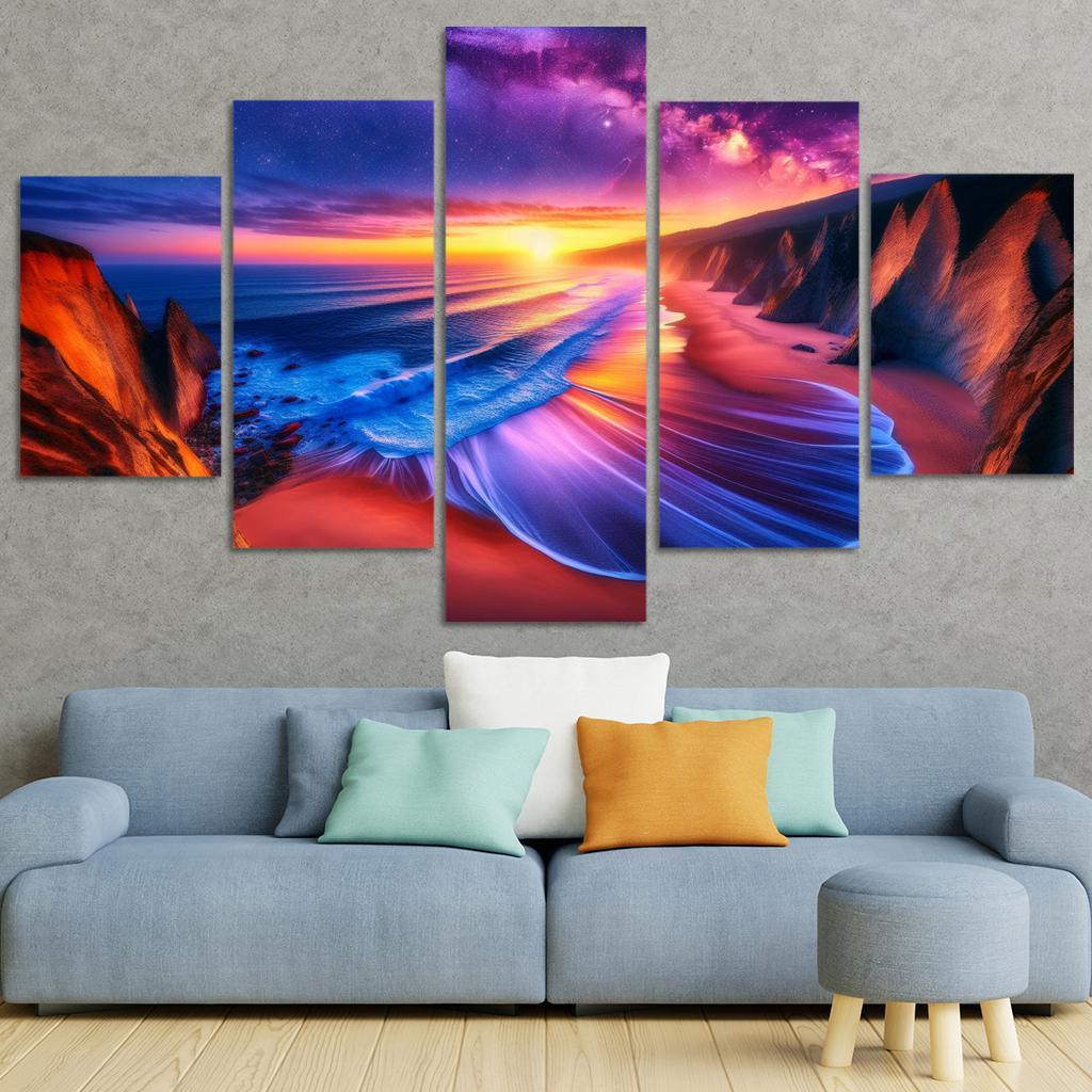 Sunset Palisade Beach Modern Paintings Frame