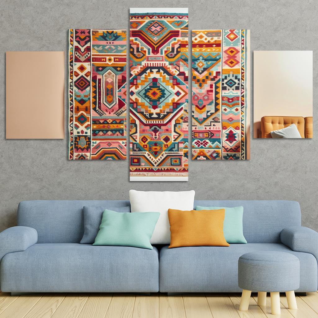 Bespoke Kilim Area Rug 5 Piece HD Canvas Wall Art-Original Frame