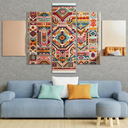 Bespoke Kilim Area Rug 5 Piece HD Canvas Wall Art-Original Frame