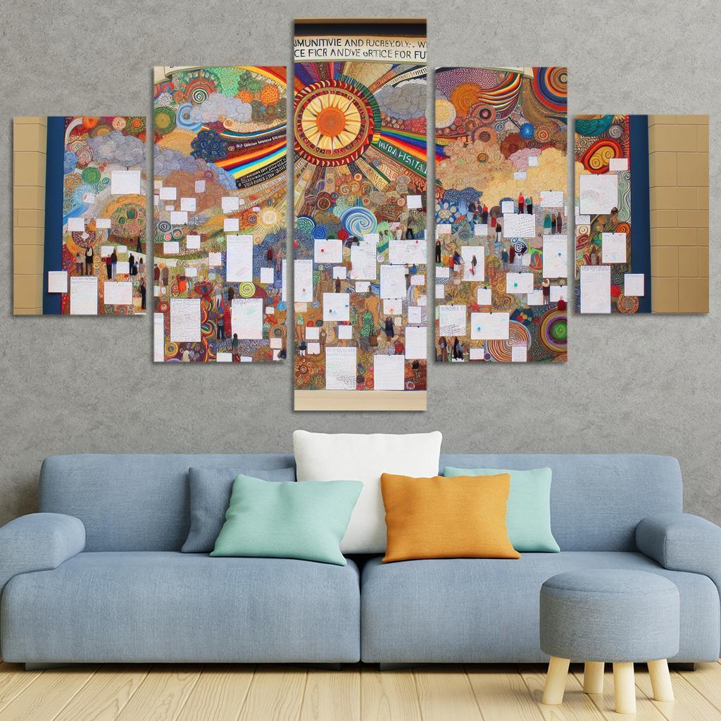 Intergenerational Wisdom Connecting the Young and the Old 5 Piece HD Canvas Wall Art-Original Frame