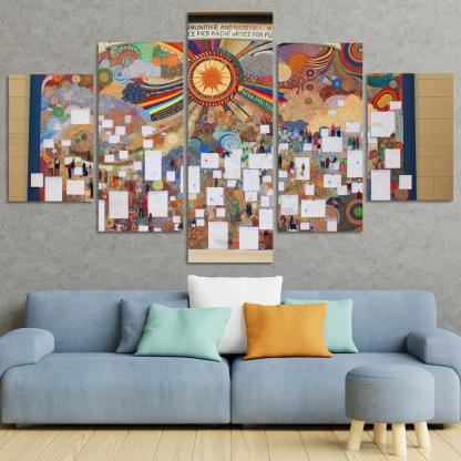 Intergenerational Wisdom Connecting the Young and the Old 5 Piece HD Canvas Wall Art-Original Frame