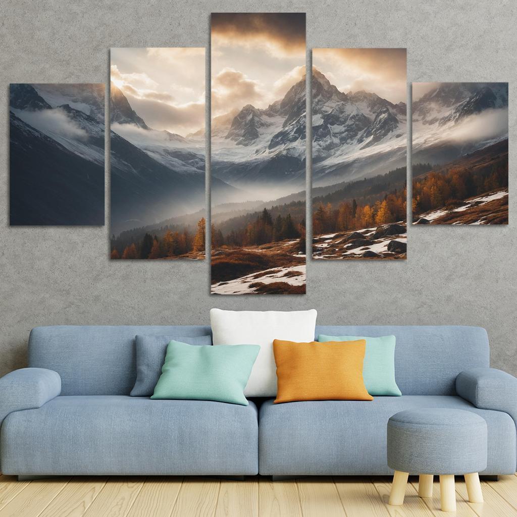 The Serene Echo Of Misty Mountains Oil Paintings Frame