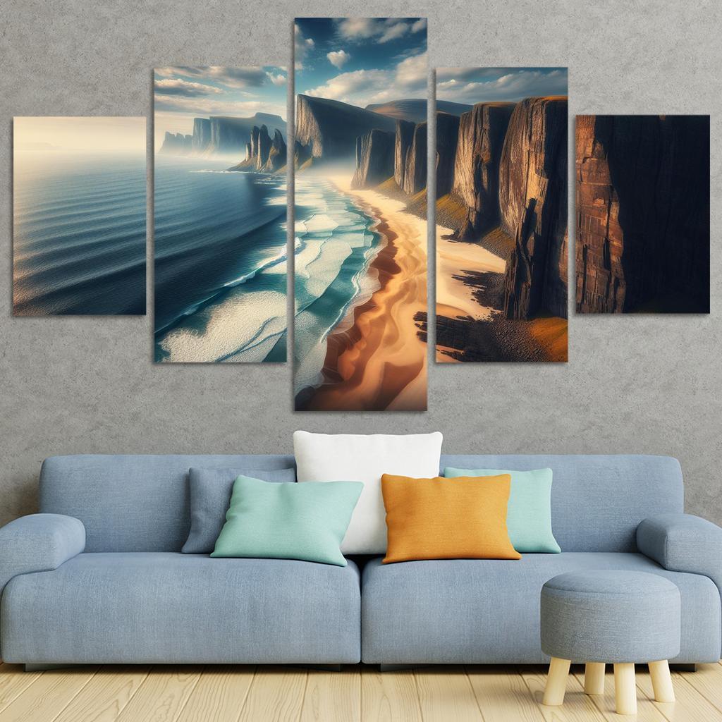Clifftop View Beach Custom Paintings Frame