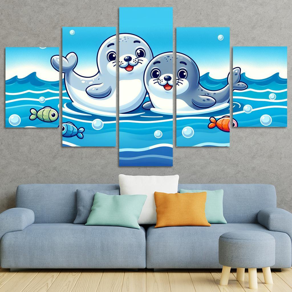 Silly Seals - Ocean Companions Framed Paintings