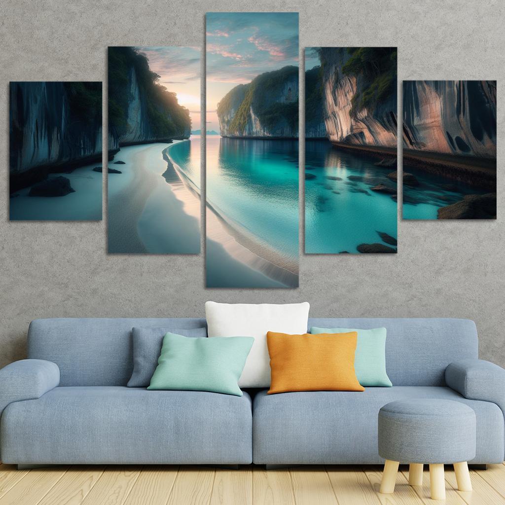 Silver Beach Escape Modern Paintings Frame