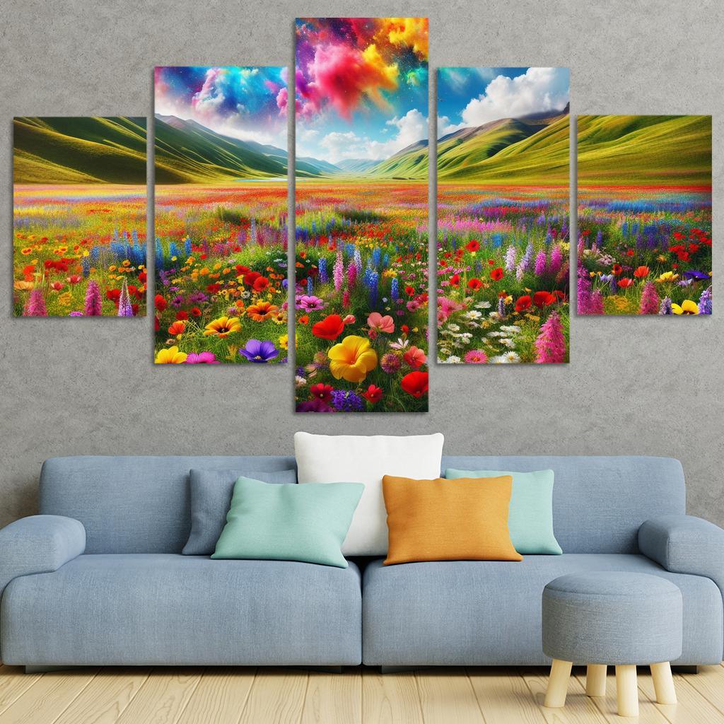 The Vibrant Blooms Of Rainbow Meadow Custom Paintings Frame