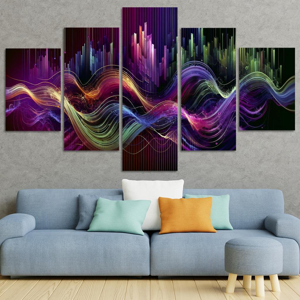 Musical Echoes Harmony 5 Piece HD Canvas Wall Art-Original Frame
