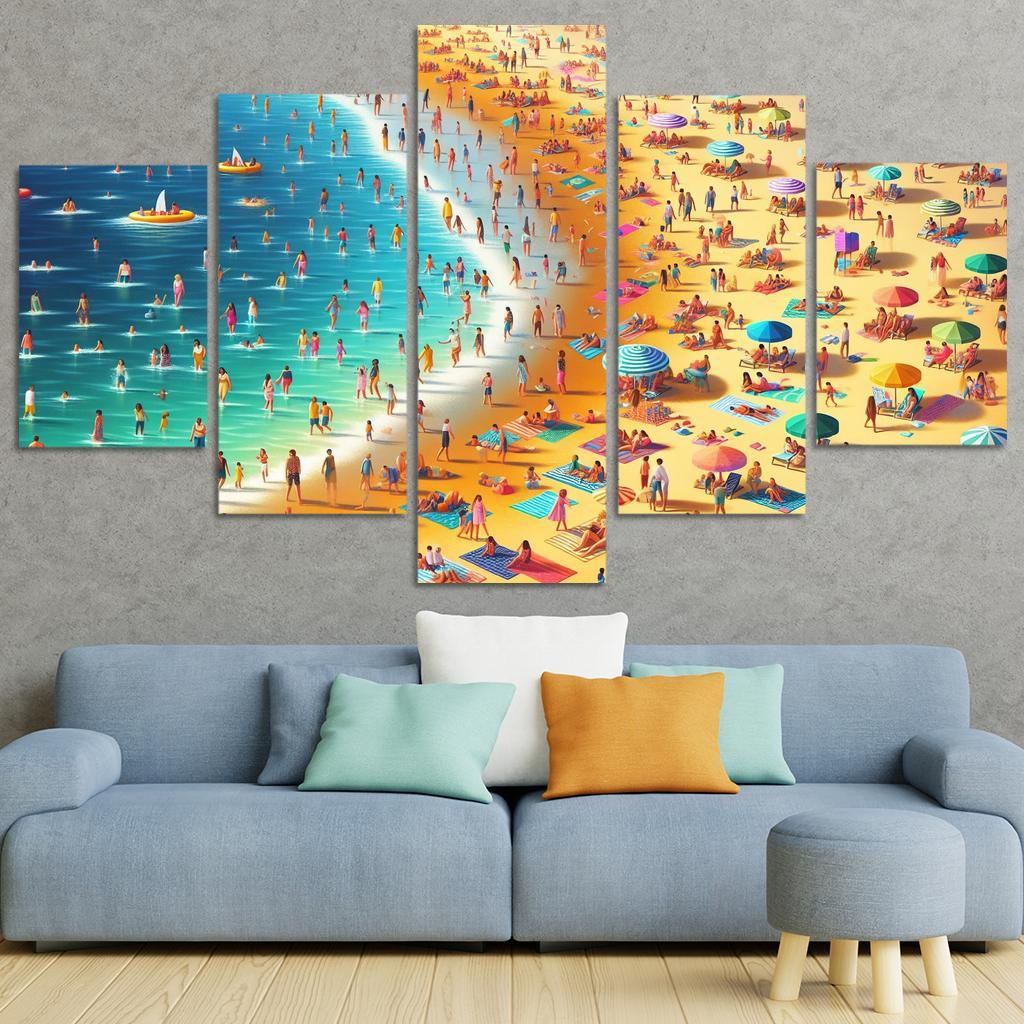 Sunny Shores Golden Beach Haven Abstract Paintings Frame