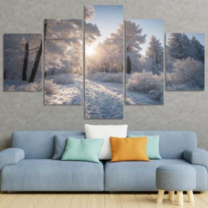 The Radiance Of Snowy Winter Landscapes Oil Paintings Frame