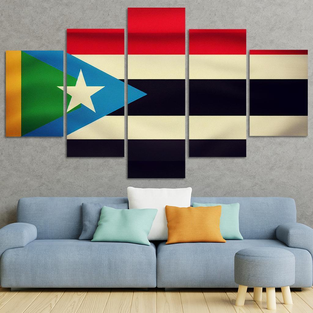 Spirit of Independence The Flag of South Sudan 5 Piece HD Canvas Wall Art-Original Frame