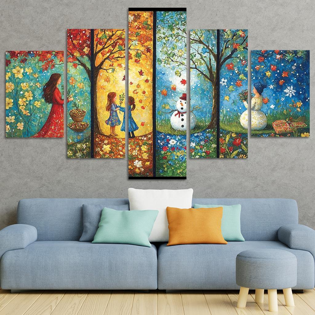 Seasons Of Growth Nurtured By A Mothers Care Custom Paintings Frame