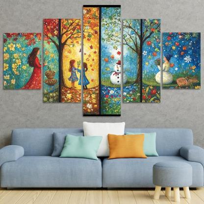 Seasons Of Growth Nurtured By A Mothers Care Custom Paintings Frame