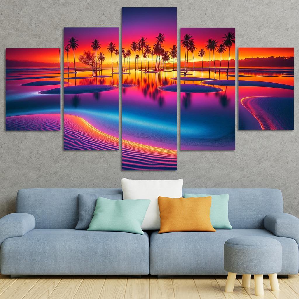 Lagoon Of Light Sunset Paradise Custom Paintings Frame