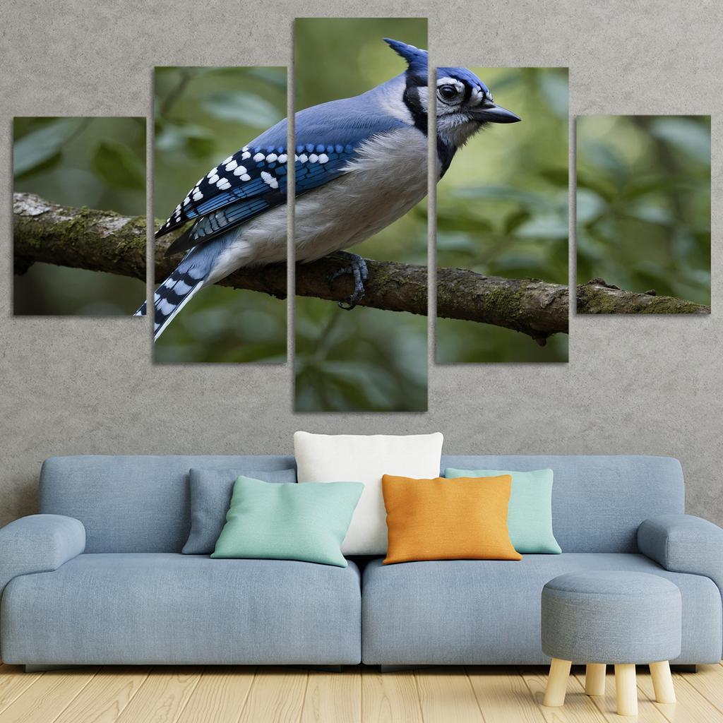The Elegant Blue Jay In The Forest Framed Paintings